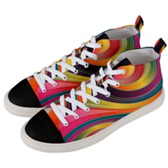 Abstract Colorful Background Wavy Men s Mid-top Canvas Sneakers by HermanTelo