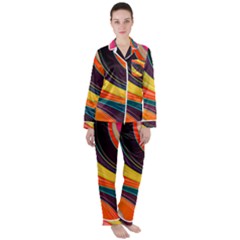 Abstract Colorful Background Wavy Satin Long Sleeve Pyjamas Set