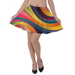 Abstract Colorful Background Wavy Velvet Skater Skirt