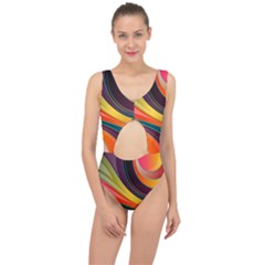 Abstract Colorful Background Wavy Center Cut Out Swimsuit by HermanTelo