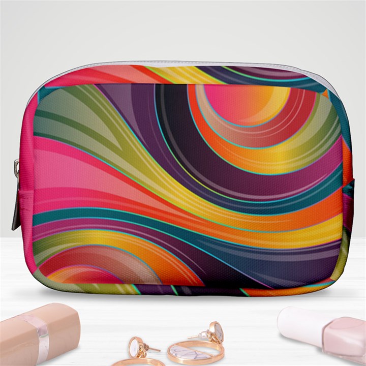 Abstract Colorful Background Wavy Make Up Pouch (Small)