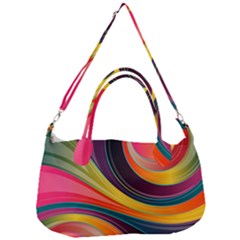 Abstract Colorful Background Wavy Removal Strap Handbag