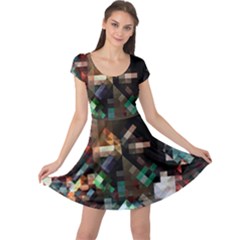 Abstract Texture Desktop Cap Sleeve Dress