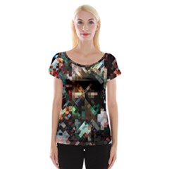 Abstract Texture Desktop Cap Sleeve Top