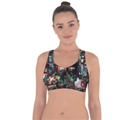 Abstract Texture Desktop Cross String Back Sports Bra