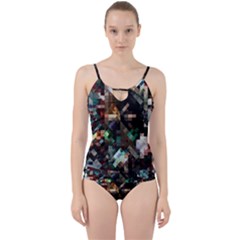 Abstract Texture Desktop Cut Out Top Tankini Set