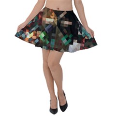 Abstract Texture Desktop Velvet Skater Skirt