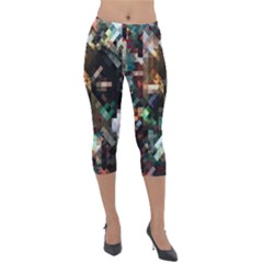 Abstract Texture Desktop Lightweight Velour Capri Leggings 