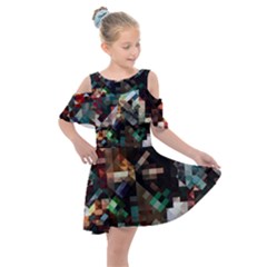 Abstract Texture Desktop Kids  Shoulder Cutout Chiffon Dress