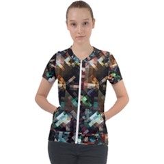 Abstract Texture Desktop Short Sleeve Zip Up Jacket