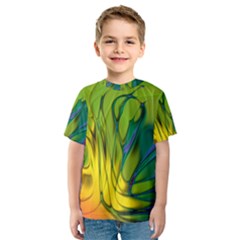 Abstract Pattern Lines Wave Kids  Sport Mesh Tee