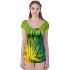 Abstract Pattern Lines Wave Boyleg Leotard 