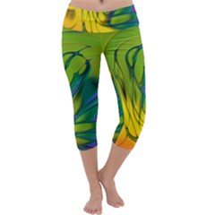 Abstract Pattern Lines Wave Capri Yoga Leggings