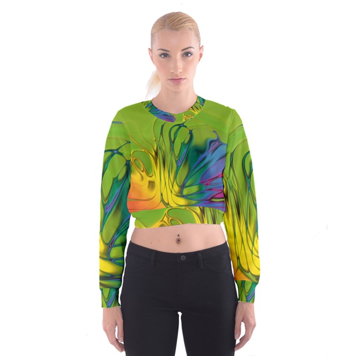 Abstract Pattern Lines Wave Cropped Sweatshirt