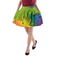 Abstract Pattern Lines Wave A-line Pocket Skirt