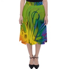 Abstract Pattern Lines Wave Classic Midi Skirt