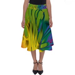 Abstract Pattern Lines Wave Perfect Length Midi Skirt