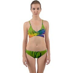 Abstract Pattern Lines Wave Wrap Around Bikini Set