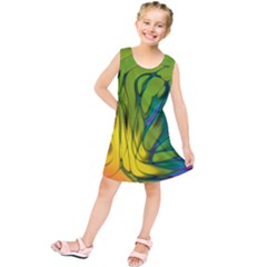 Abstract Pattern Lines Wave Kids  Tunic Dress