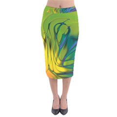 Abstract Pattern Lines Wave Velvet Midi Pencil Skirt