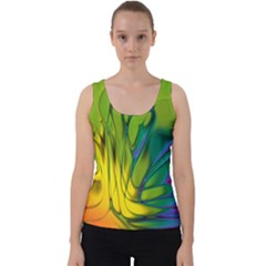 Abstract Pattern Lines Wave Velvet Tank Top