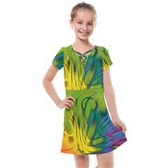 Abstract Pattern Lines Wave Kids  Cross Web Dress