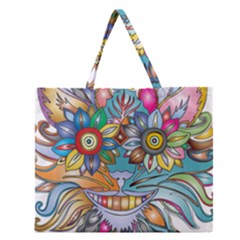 Anthropomorphic Flower Floral Plant Zipper Large Tote Bag by HermanTelo