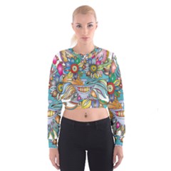 Anthropomorphic Flower Floral Plant Cropped Sweatshirt