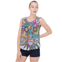 Anthropomorphic Flower Floral Plant Bubble Hem Chiffon Tank Top by HermanTelo