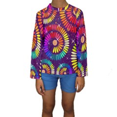 Abstract Background Spiral Colorful Kids  Long Sleeve Swimwear