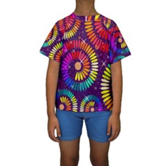 Abstract Background Spiral Colorful Kids  Short Sleeve Swimwear