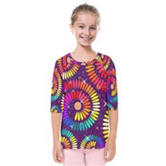 Abstract Background Spiral Colorful Kids  Quarter Sleeve Raglan Tee