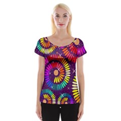 Abstract Background Spiral Colorful Cap Sleeve Top by HermanTelo