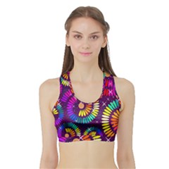 Abstract Background Spiral Colorful Sports Bra With Border