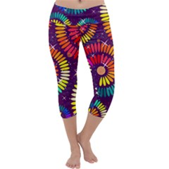 Abstract Background Spiral Colorful Capri Yoga Leggings