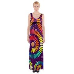 Abstract Background Spiral Colorful Maxi Thigh Split Dress