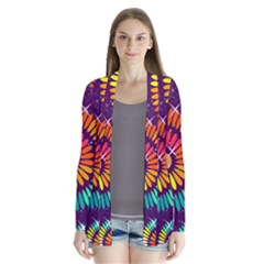 Abstract Background Spiral Colorful Drape Collar Cardigan