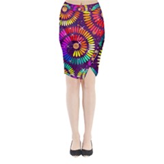 Abstract Background Spiral Colorful Midi Wrap Pencil Skirt