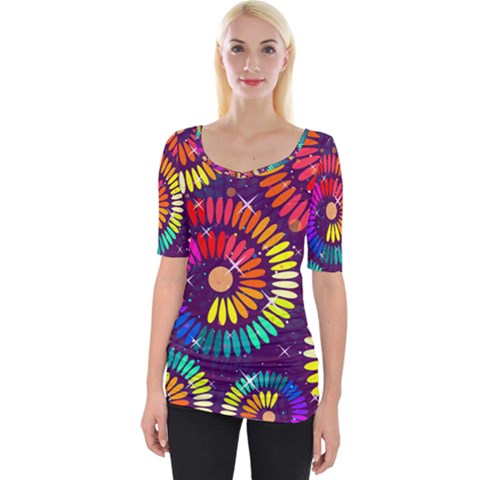 Abstract Background Spiral Colorful Wide Neckline Tee by HermanTelo