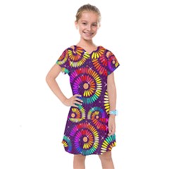 Abstract Background Spiral Colorful Kids  Drop Waist Dress by HermanTelo