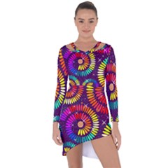 Abstract Background Spiral Colorful Asymmetric Cut-out Shift Dress