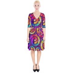 Abstract Background Spiral Colorful Wrap Up Cocktail Dress