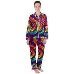 Abstract Background Spiral Colorful Satin Long Sleeve Pyjamas Set