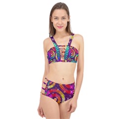 Abstract Background Spiral Colorful Cage Up Bikini Set