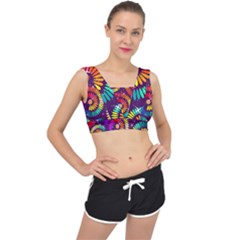 Abstract Background Spiral Colorful V-back Sports Bra