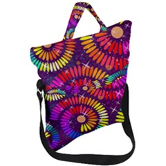 Abstract Background Spiral Colorful Fold Over Handle Tote Bag