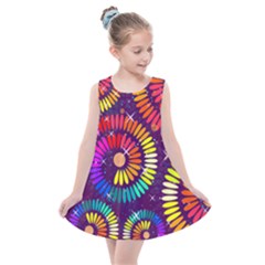 Abstract Background Spiral Colorful Kids  Summer Dress