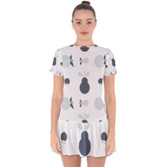 Apples Pears Continuous Drop Hem Mini Chiffon Dress