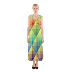 Background Colorful Geometric Triangle Sleeveless Maxi Dress