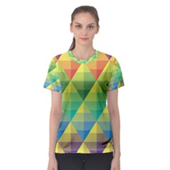 Background Colorful Geometric Triangle Women s Sport Mesh Tee